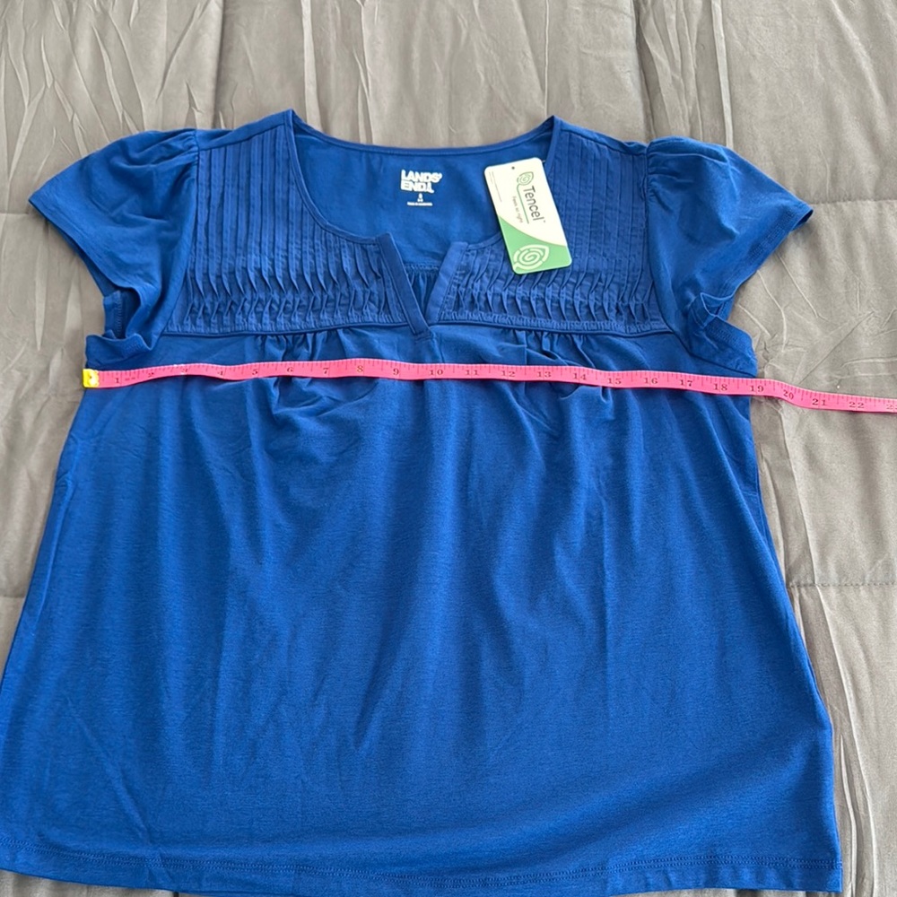 Lands' End Royal Blue Pintuck Blouse